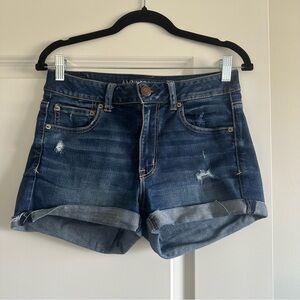 American Eagle Hi Rise Shortie Denim Shorts